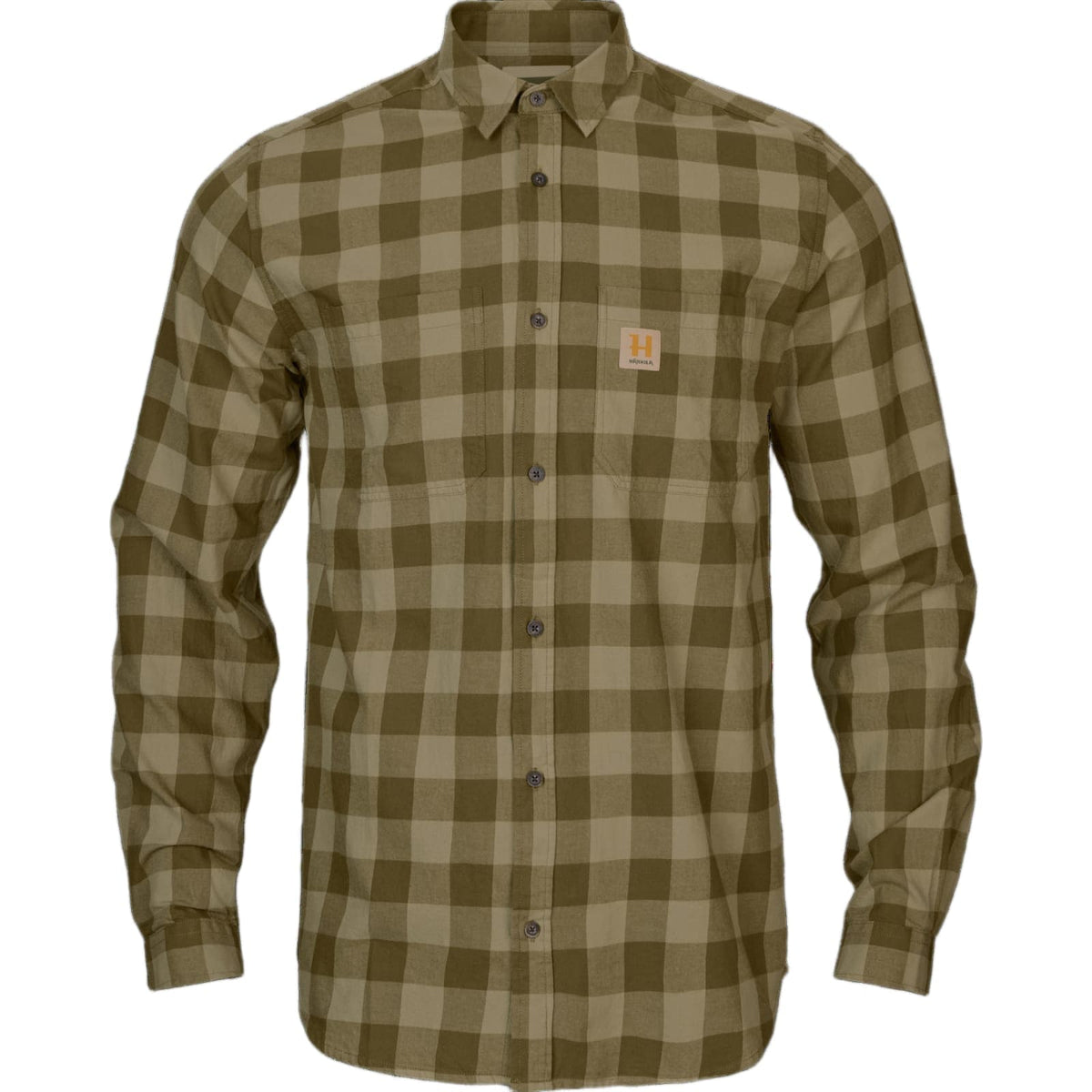 Härkila Langarmhemd Scandinavian in Dark olive Check