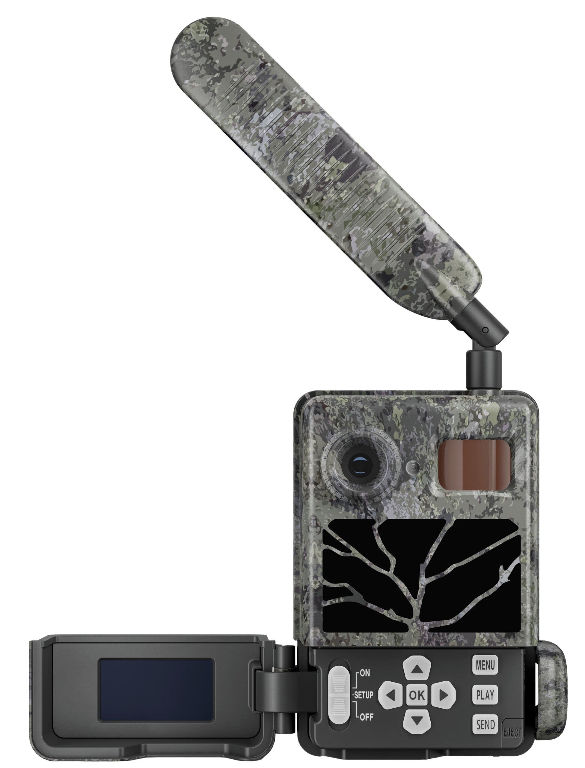 ZEISS Wildkamera Secacam 3 geöffnet – Innenansicht mit Display, Bedientasten und Kameramodul