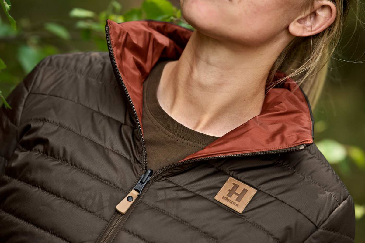 Härkila Damen Jagdjacke Kalix HSP in Shadow brown/Arabian spice – Kragen