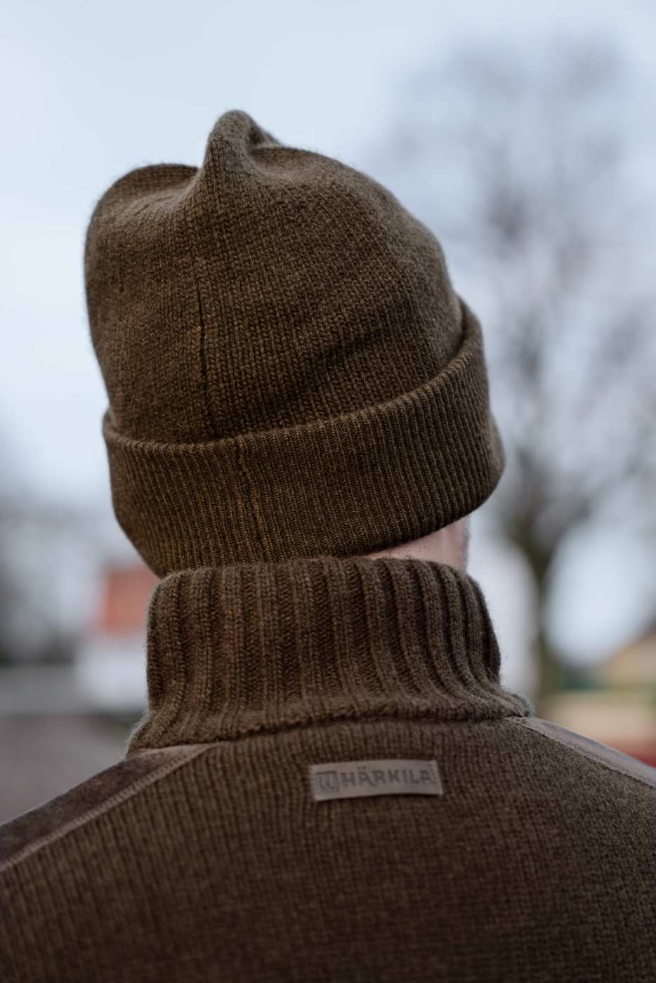 Härkila Strickmütze Annaboda WSP in Willow green – Rückansicht getragen