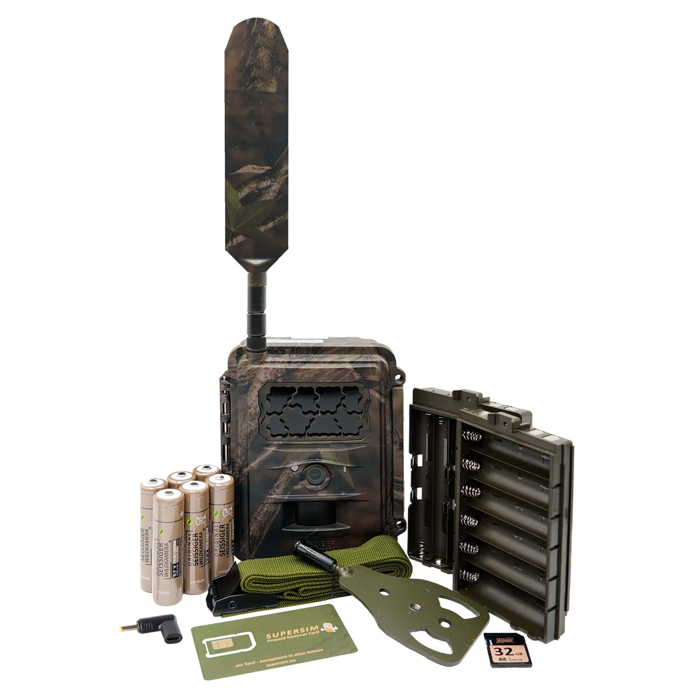 Seissiger Base-Cam LTE SUPERSIM Wildkamera mit Batterien, SUPERSIM, SD-Karte und Montagezubehör