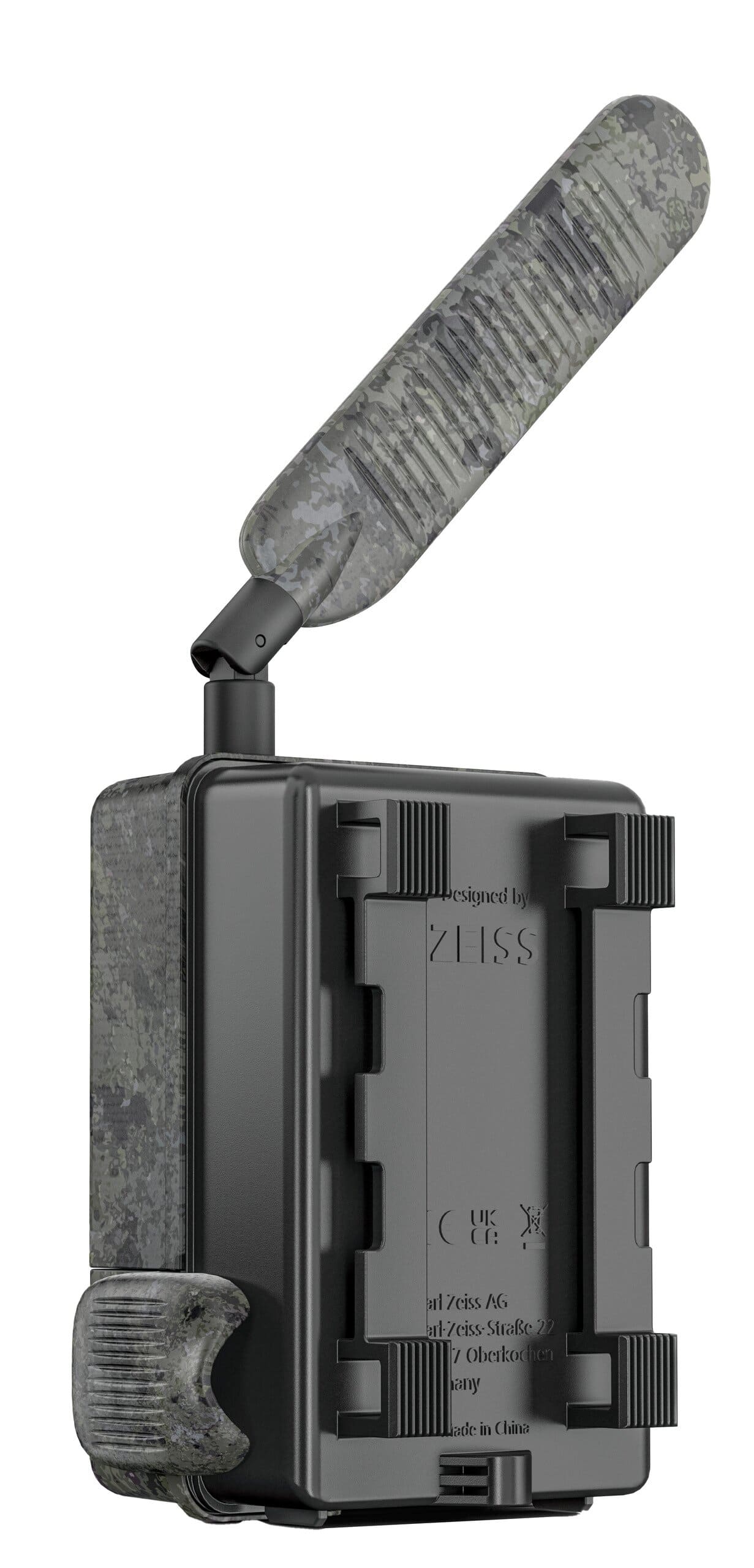 ZEISS Wildkamera Secacam 3 – Rückansicht mit Montagehalterung und LTE-Antenne